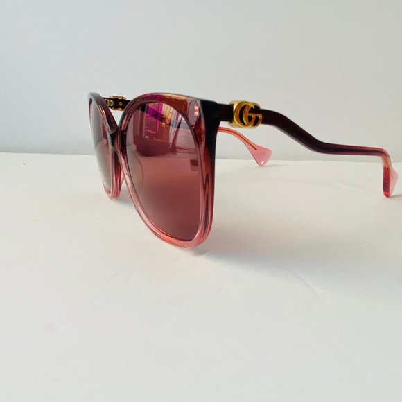 💯 - New- Authentic Gucci GG1010S 004 Sunglasses Women's Burgundy Transparent… - Picture 13 of 16